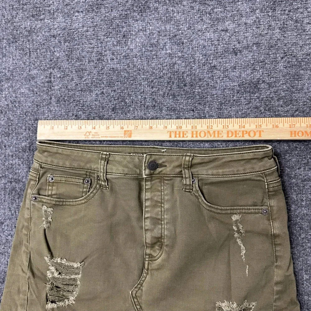 American Eagle Skirt Womens Size 8 Olive Green Distressed Denim Raw Hem Casual